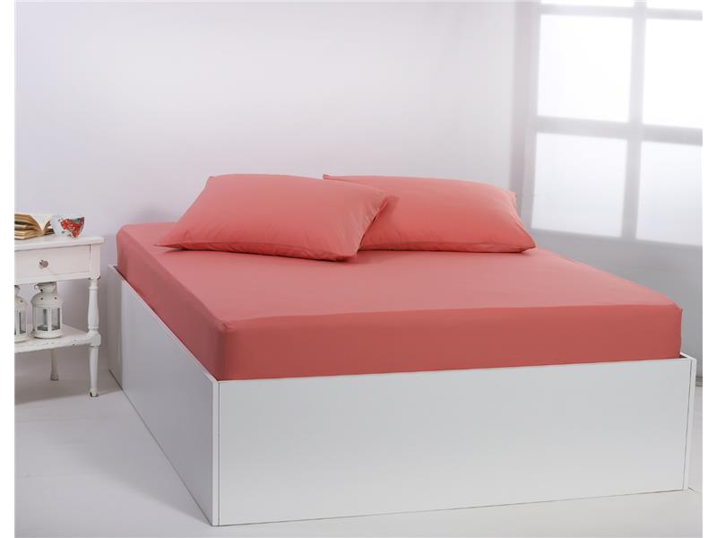 Βαμβακερό σεντόνι essentials (225cm x 267cm) coral almond