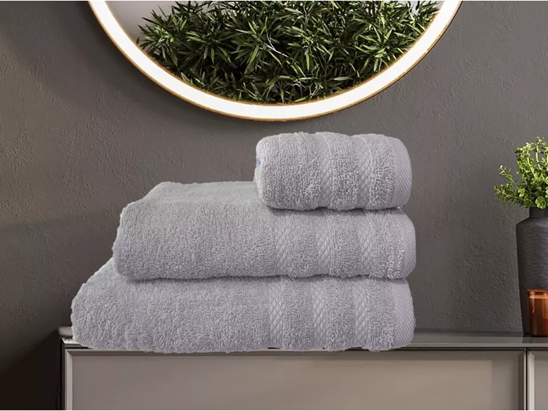ΣΕΤ ΠΕΤΣΕΤΕΣ  DIOS3 SILVER 3ΤΕΜ 30x50cm 50x100cm 70x140cm 100% COTTON 450gsm