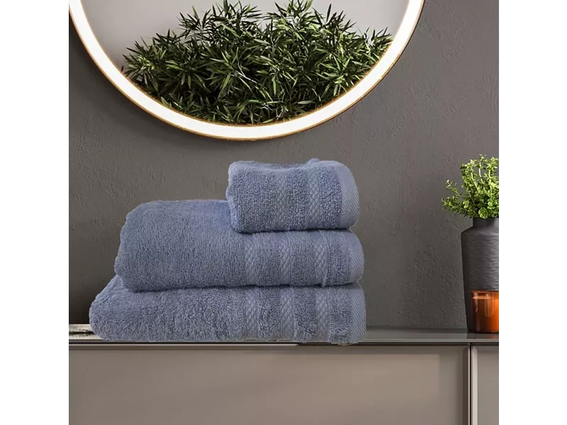 ΣΕΤ ΠΕΤΣΕΤΕΣ  DIOS1 BLUE 3ΤΕΜ 30x50cm 50x100cm 70x140cm 100% COTTON 450gsm