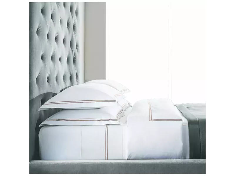 BAR11 ΣΕΤ ΣΕΝΤONIA Y/Δ  WHITE/BEIGE 230TC 100% COTTON SATIN 