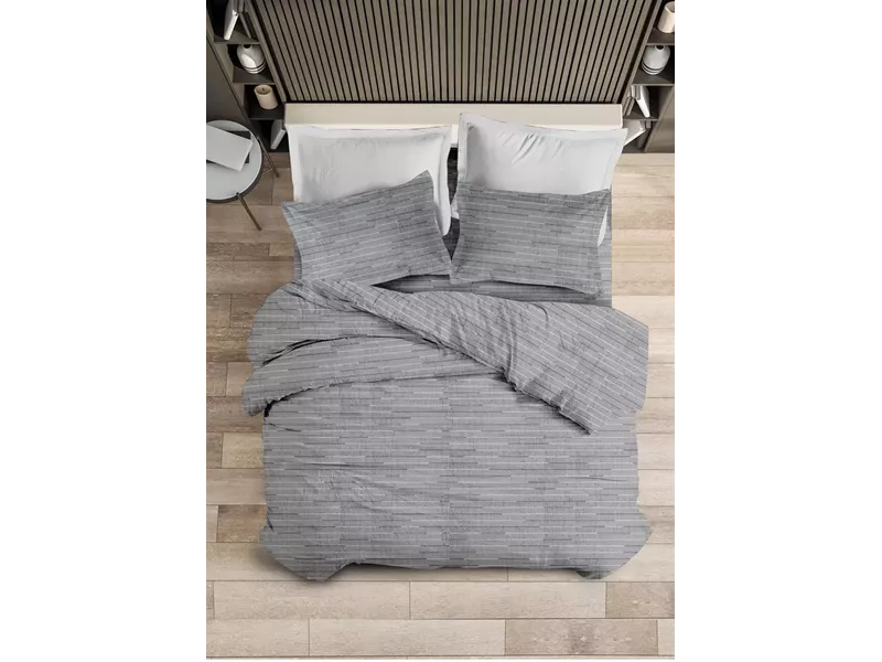 ΣΕΤ ΣΕΝΤ M FLAT LINES (GREY4)  2*170x260 50x70 FLANEL 100%COTTON