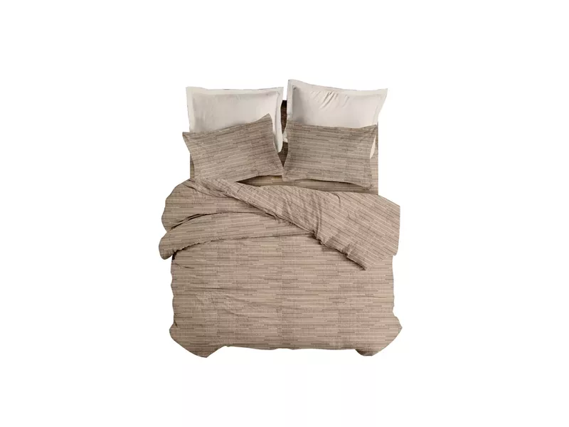ΣΕΤ ΣΕΝΤ M FLAT LINES (BROWN3) 2*170x260cm 50x70cm  FLANNEL 100%COTTON