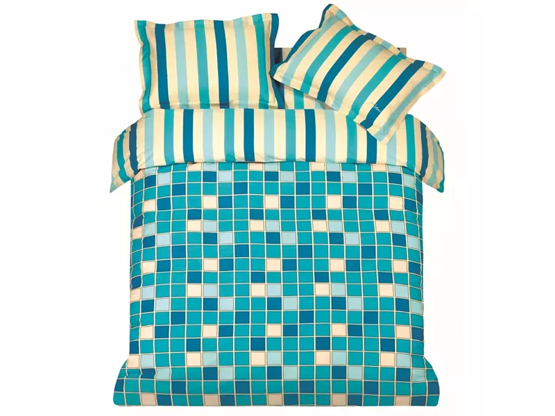 ΠΑΠΛ/ΘΗΚΗ ΣΕΤ Υ/Δ SQUARES(BLUE)  220x240cm 2*50x70cm 100%COTTON