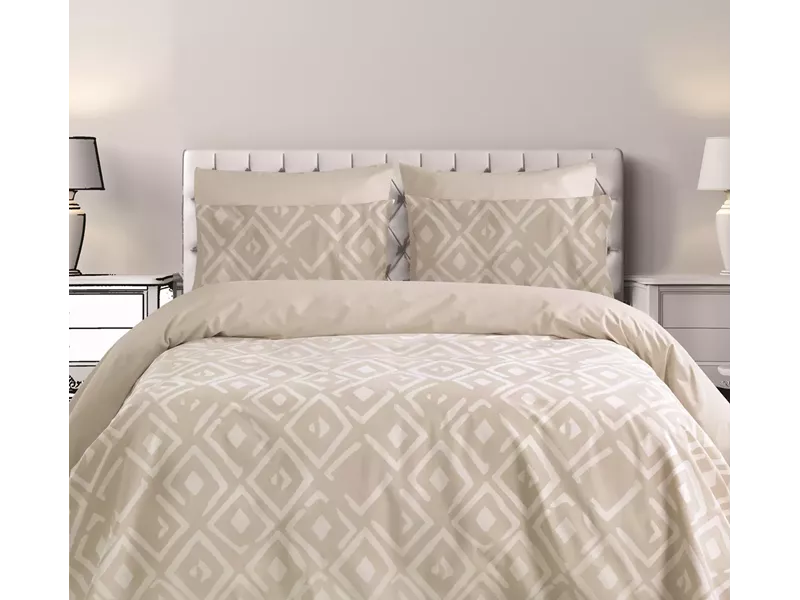 ROMVOS1 BEIGE ΣΕΤ ΚΟΥΒΕΡΛΙ 160Χ240 1*50Χ70CM 144ΤC 100% COTTON