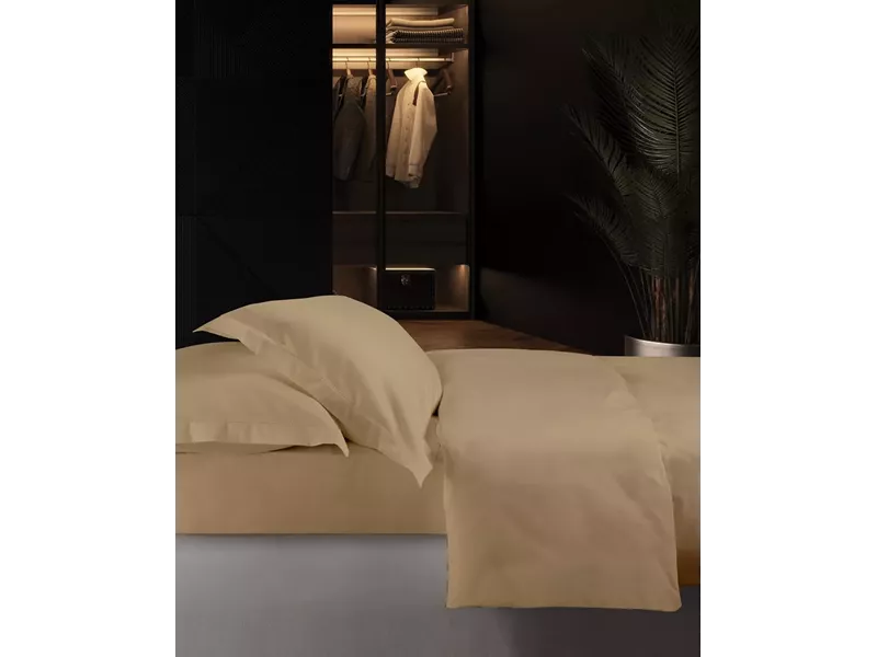 GENOVA ΣΕΤ ΘΗΚΗ KING BEIGE5  240Χ260CM 2*50X70CM 220TC 100% COTTON SATIN