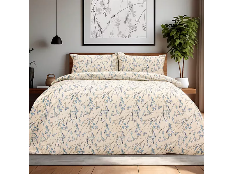 LINO Σετ Σεντόνια Με Λάστιχο (105x200+32) Amandes Μπλε