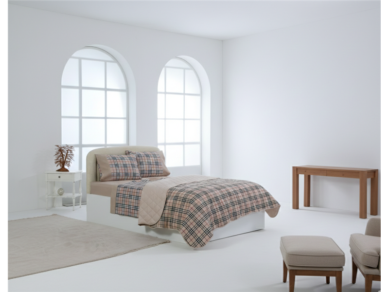 Σετ σεντόνια βαμβακερά ( 230cm x 260cm) καρρώ καφέ