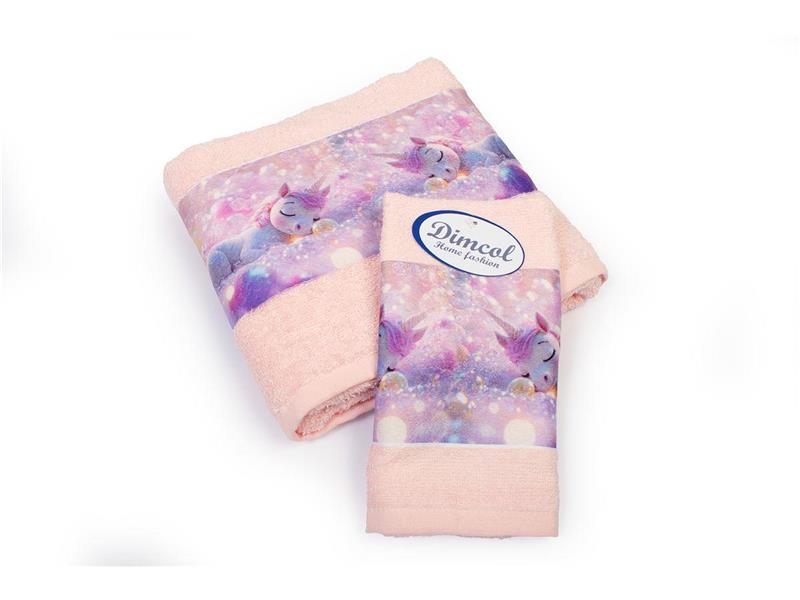 Πετσέτα Σετ 2 τεμ Με Ψηφιακή Εκτύπωση bebe Dreaming Unicorn 320 30X50,70X140 Pink 100% Cotton