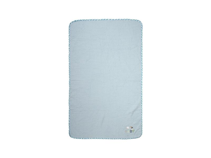 Κουβέρτα Πικέ Με Κέντημα bebe Stork 191 100X160 Sky Blue 100% Cotton