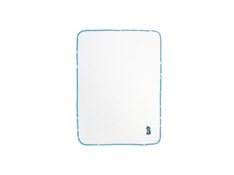 Κουβέρτα Πικέ Με Κέντημα bebe Dinosaur 180 100X160 White-Sky Blue 100% Cotton