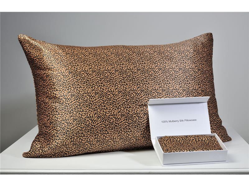 Μαξιλαροθήκη Μεταξωτή Down Town Mulberry Leopard Gold
