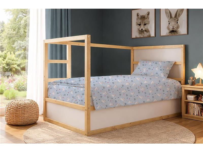 Σεντόνια Εμπριμέ Σετ 3 τεμ kids Rabbit Garden 584 160X240 Sky Blue 100% Cotton