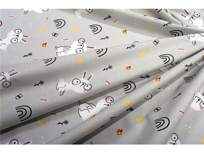 Σεντονάκι Λίκνου bebe Rabbit Garden 586 80X110 Grey 100% Cotton