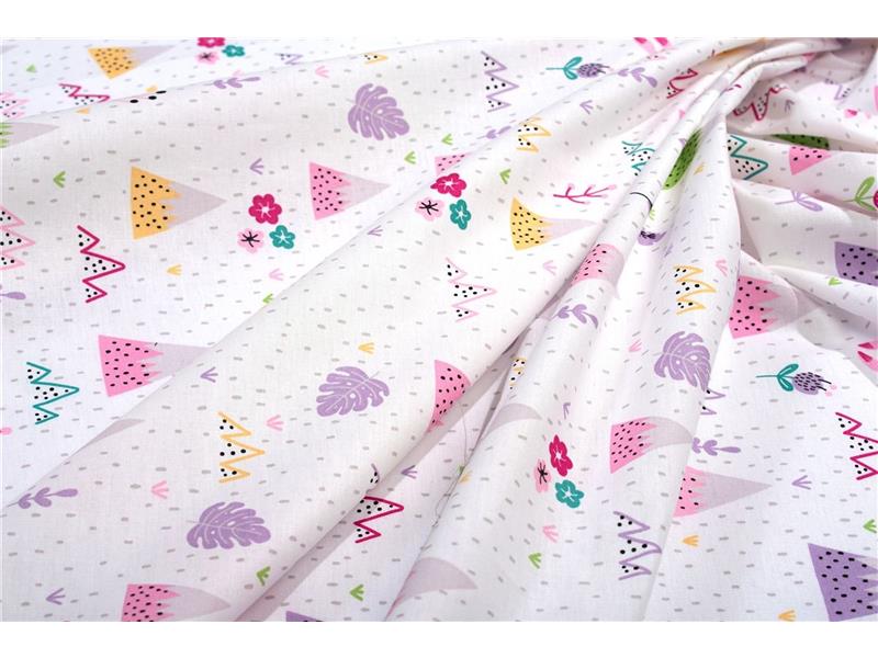Σεντονάκι Λίκνου bebe Whimsical Mountainside 587 80X110 White-Pastel Lilac 100% Cotton
