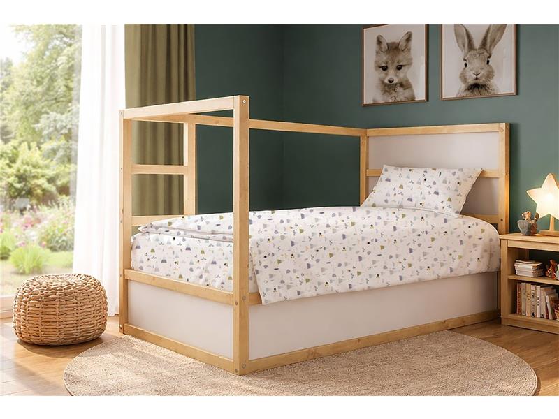 Σεντόνια Εμπριμέ Σετ 2 τεμ kids Whimsical Mountainside 588 160X240 White-Grey 100% Cotton