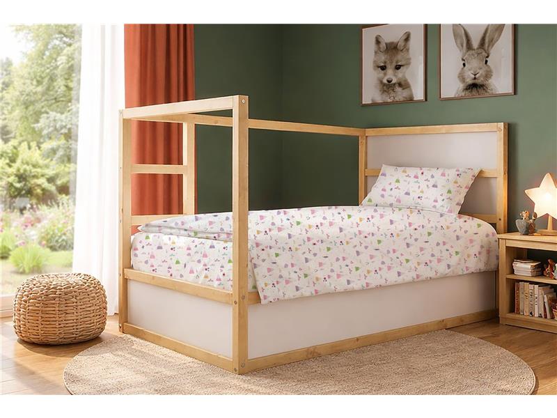 Σεντόνια Εμπριμέ Σετ 3 τεμ kids Whimsical Mountainside 587 160X240 White-Pastel Lilac 100% Cotton