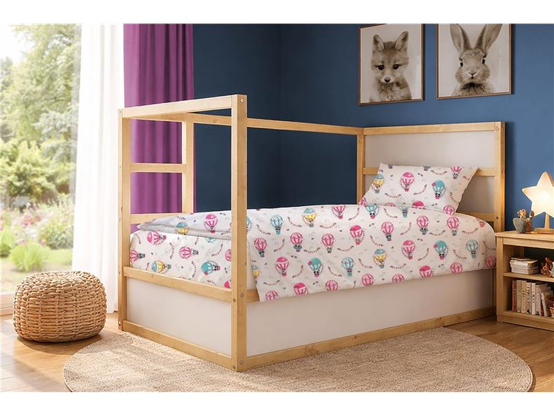 Σεντόνια Εμπριμέ Σετ 3 τεμ kids The Floating Zoo 597 160X240 White-Pink 100% Cotton