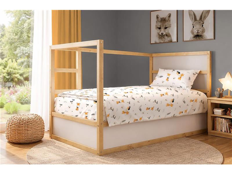 Σεντόνια Εμπριμέ Σετ 3 τεμ kids Giraffe 599 160X240 White-Orange 100% Cotton