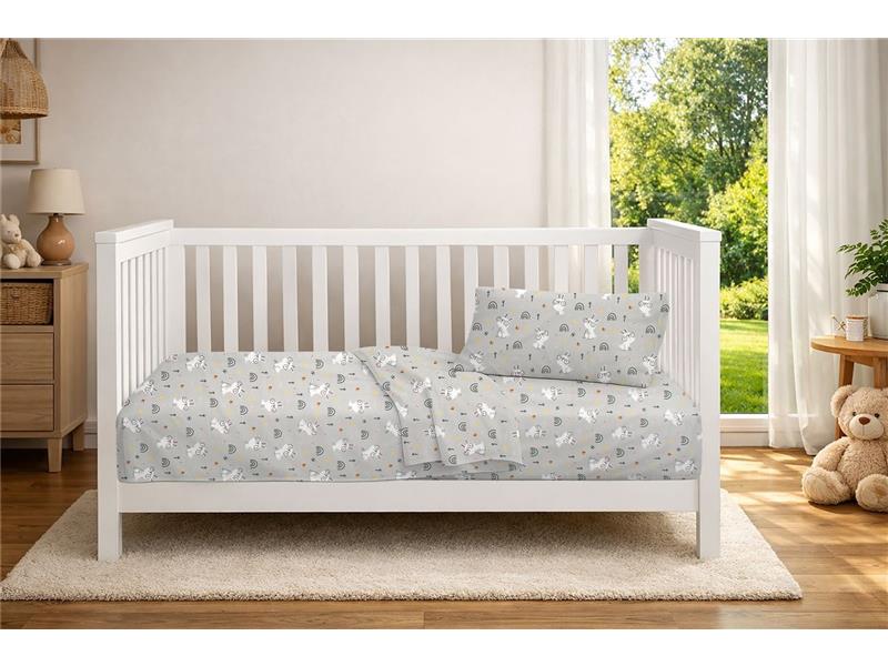 Κατωσέντονο Με Λάστιχο bebe Rabbit Garden 586 0,70X1,40X0,15 Grey 100% Cotton