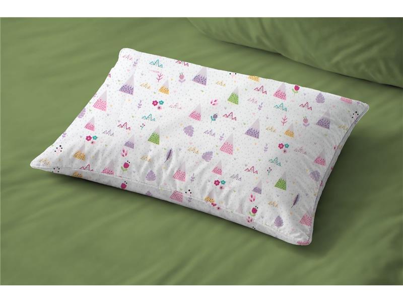 Μαξιλαροθήκη Εμπριμέ kids Whimsical Mountainside 587 50X70 White-Pastel Lilac 100% Cotton