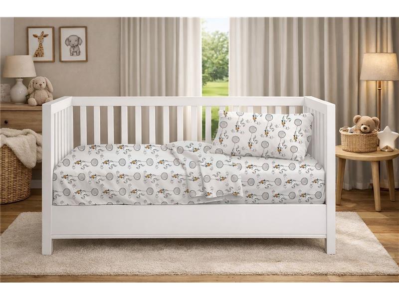 Πάπλωμα Εμπριμέ bebe Floating Bunny 715 120X160 Grey 100% Cotton