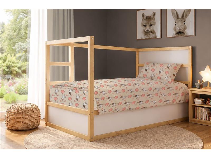 Παπλωματοθήκη Εμπριμέ kids Floating Bunny 714 160X240 Beige-Salmon 100% Cotton