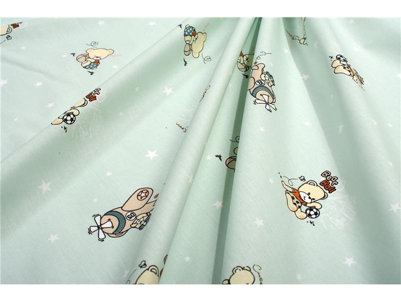 Σεντονάκι Λίκνου bebe Bear's Playtime 593 80X110 Mint 100% Cotton