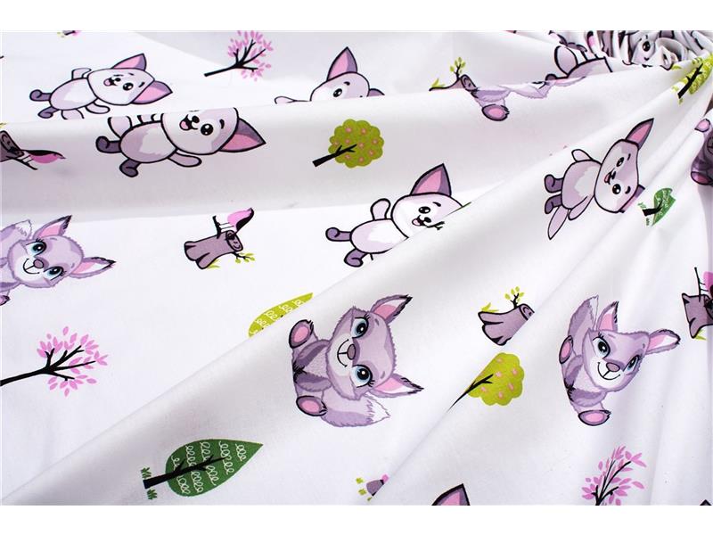 Σεντονάκι Λίκνου bebe Baby Foxes 594 80X110 White-Pastel Lilac 100% Cotton
