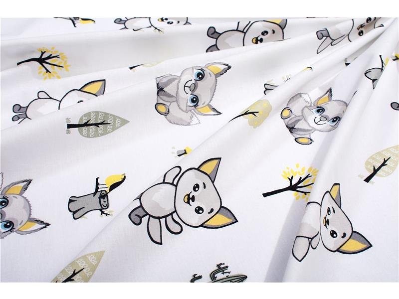 Σεντονάκι Λίκνου bebe Baby Foxes 595 80X110 White-Grey 100% Cotton