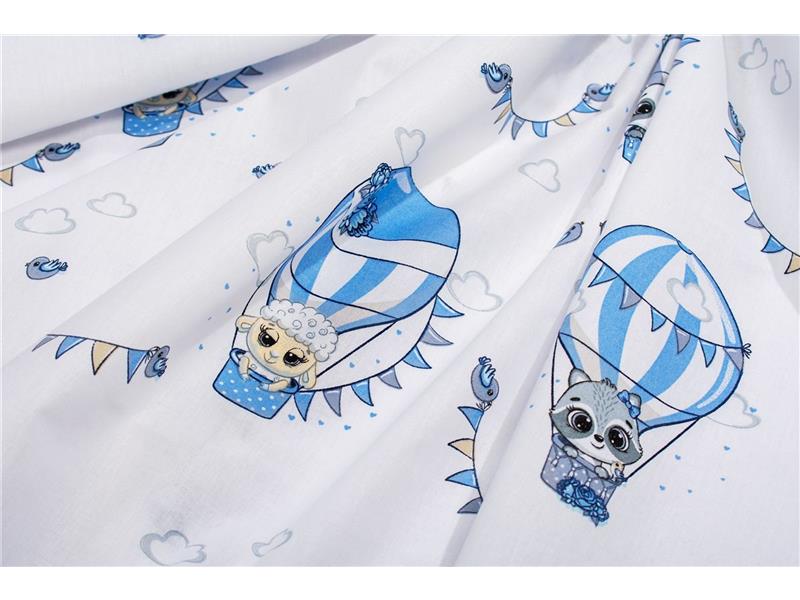Σεντονάκι Λίκνου bebe The Floating Zoo 596 80X110 White-Blue 100% Cotton
