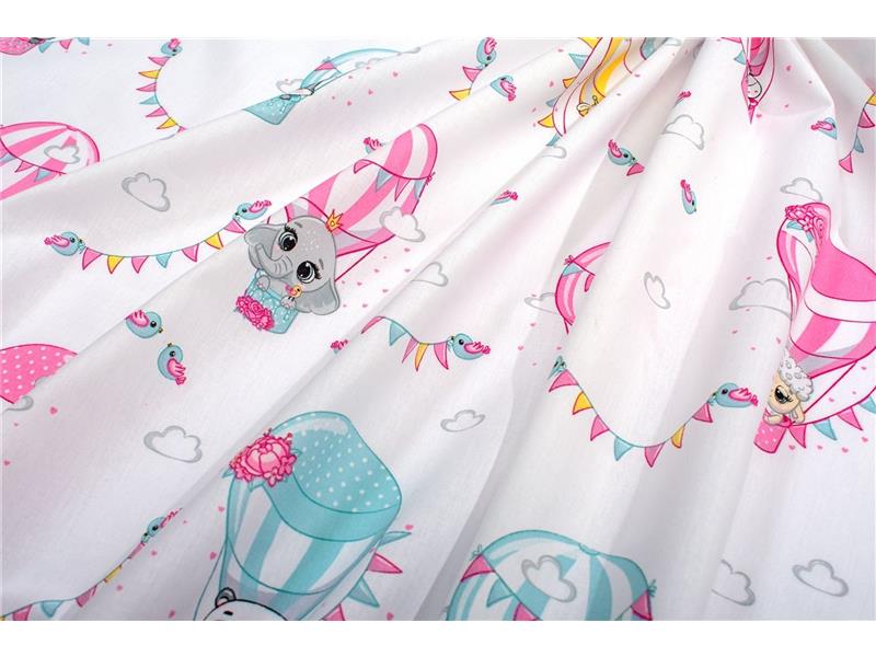 Σεντονάκι Λίκνου bebe The Floating Zoo 597 80X110 White-Pink 100% Cotton