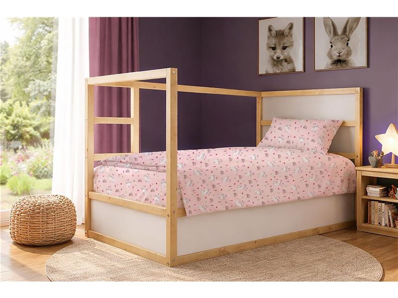 Σεντόνια Εμπριμέ Σετ 2 τεμ kids Rabbit Garden 585 160X240 Pink 100% Cotton