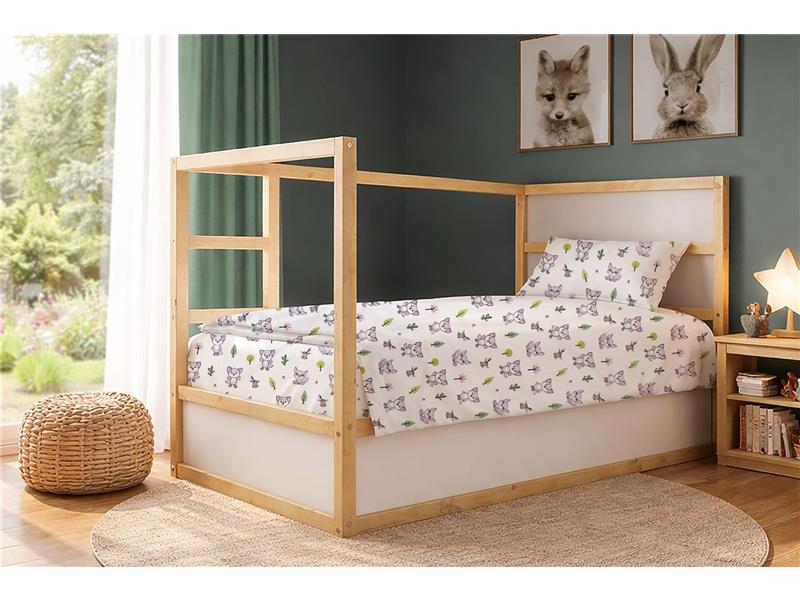 Σεντόνια Εμπριμέ Σετ 2 τεμ kids Baby Foxes 594 160X240 White-Pastel Lilac 100% Cotton