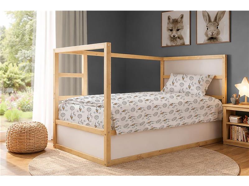 Σεντόνια Εμπριμέ Σετ 3 τεμ kids Floating Bunny 715 160X240 Grey 100% Cotton