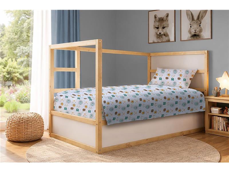 Παπλωματοθήκη Εμπριμέ kids Big Cats 28 160X240 Light Aqua 100% Cotton