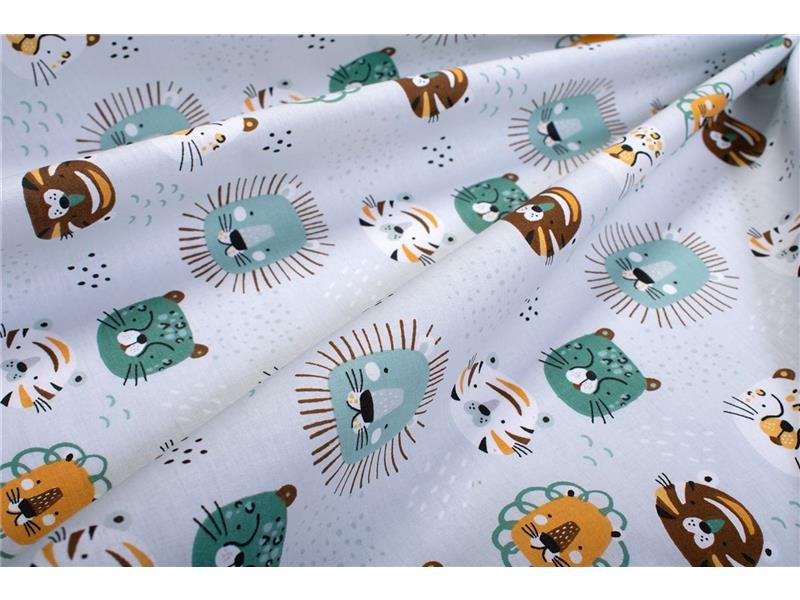 Σεντονάκι Λίκνου bebe Big Cats 28 80X110 Light Aqua 100% Cotton