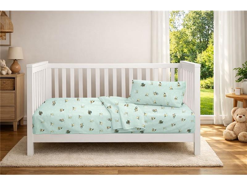 Κατωσέντονο Με Λάστιχο bebe Bear's Playtime 593 0,70X1,40X0,15 Mint 100% Cotton