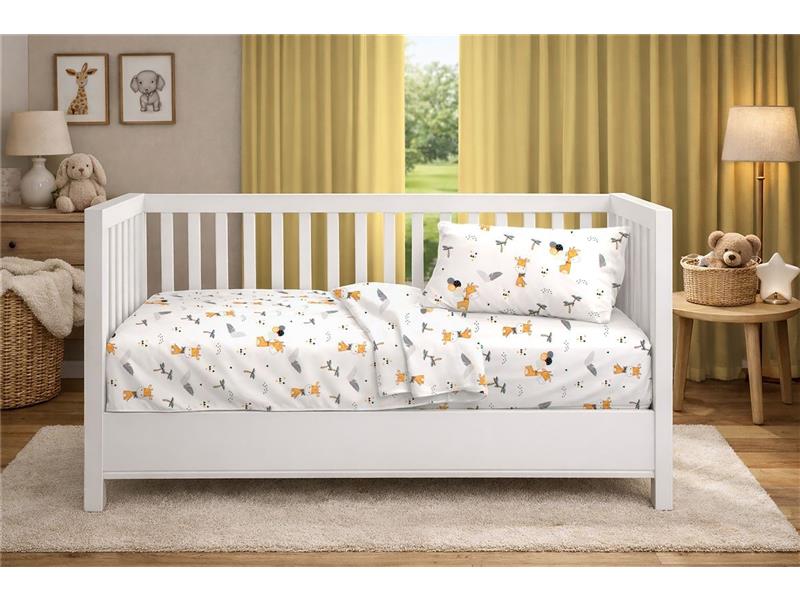 Κατωσέντονο Με Λάστιχο bebe Giraffe 599 0,70X1,40X0,15 White-Orange 100% Cotton