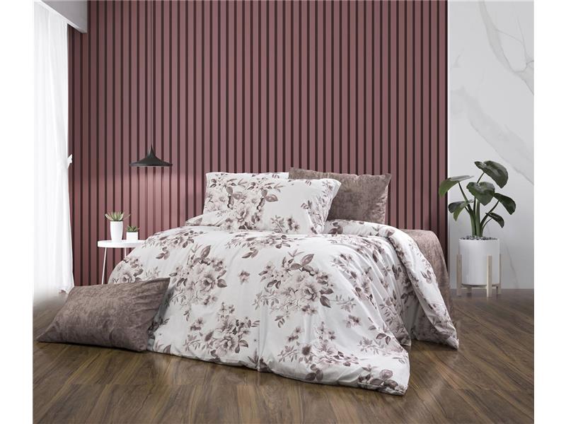 Πάπλωμα Εμπριμέ Βερονίκη 488 160X240 White-Mocha 70/30 Cott/Pol