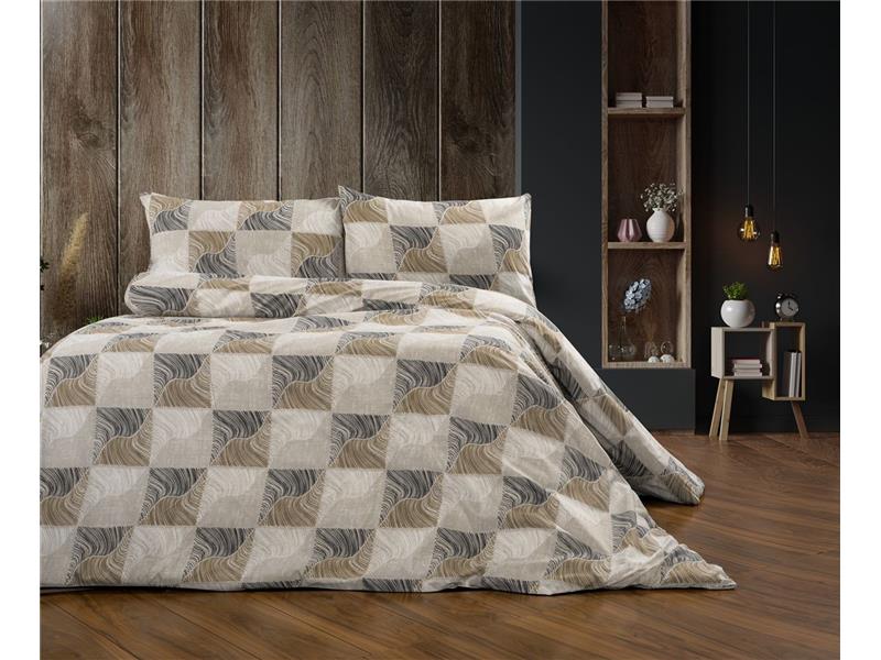 Πάπλωμα Εμπριμέ Κλεοπάτρα 609 220X240 Beige-Black 70/30 Cott/Pol