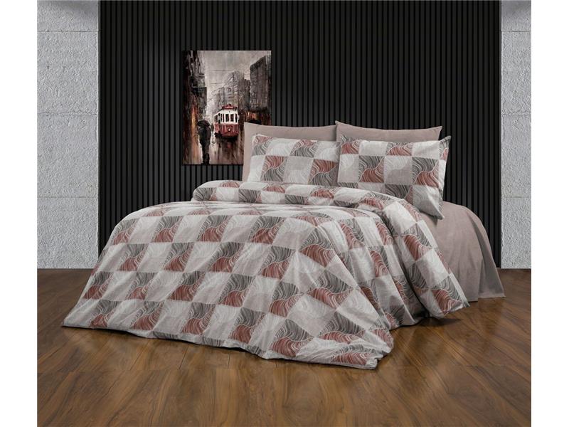 Πάπλωμα Εμπριμέ Κλεοπάτρα 611 220X240 Red-Black 70/30 Cott/Pol