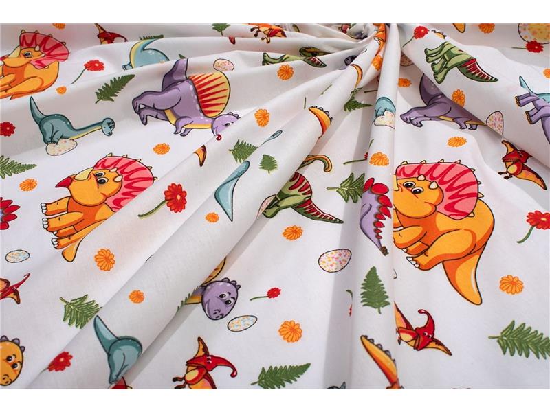 Σεντονάκι Λίκνου bebe Dinosaur 520 80x110 White-Orange 100% Cotton