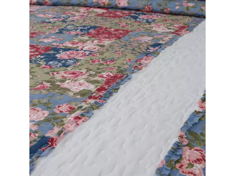 Κουβερλί Εμπριμέ Σετ Γ-1 Υπέρδιπλο Μπλε 220 x 240 cm + (2) 50 x 70 cm