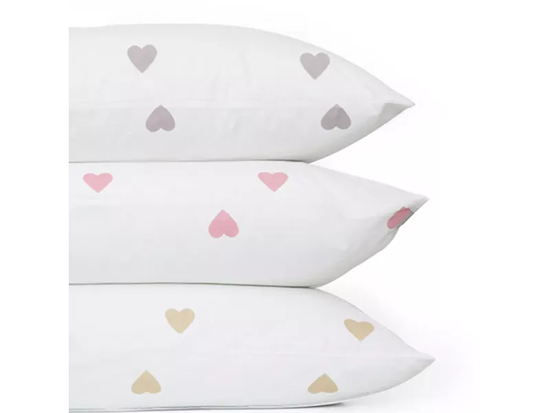 Ζεύγος Μαξιλαροθήκες Mix & Match Hearts Μπεζ (2) 50 x 70 cm