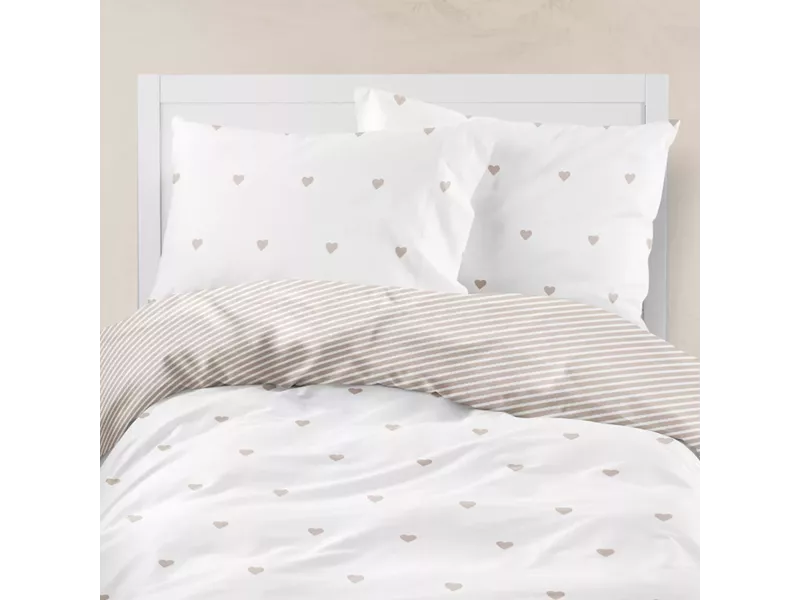 Ζεύγος Μαξιλαροθήκες Mix & Match Hearts Μπεζ (2) 50 x 70 cm