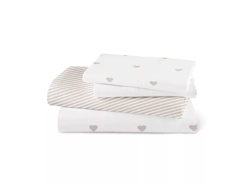 Σεντόνι Mix & Match Hearts Διπλό Μπεζ 220 x 240 cm