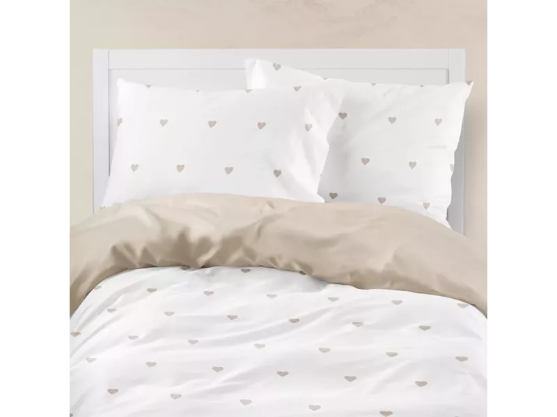 Σεντόνι Mix & Match Hearts Διπλό Μπεζ 220 x 240 cm