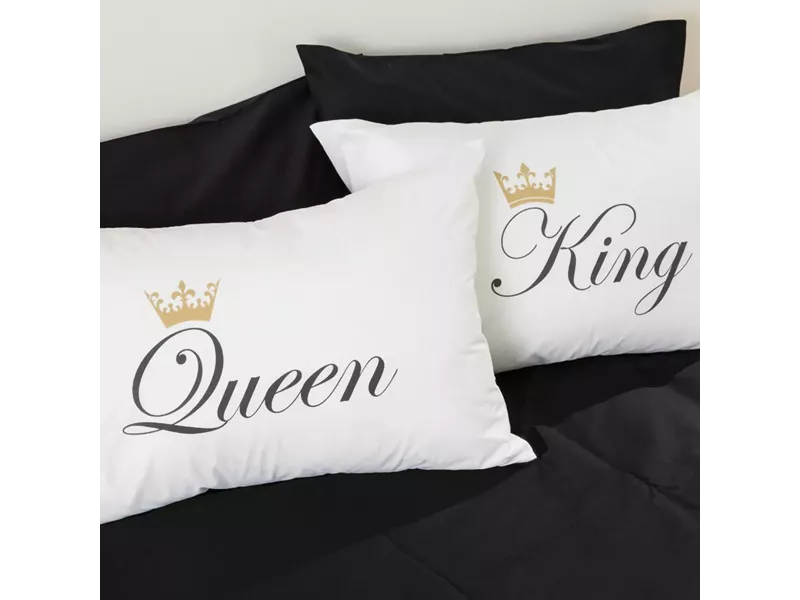 Ζεύγος Μαξιλαροθήκες Queen&King Λευκό (2) 50 x 70 cm