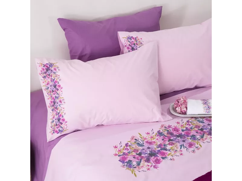 Σεντόνι Digital Print Σετ Παιώνια Υπέρδιπλο Λιλά 220 x 240 cm + (2) 50 x 70 cm