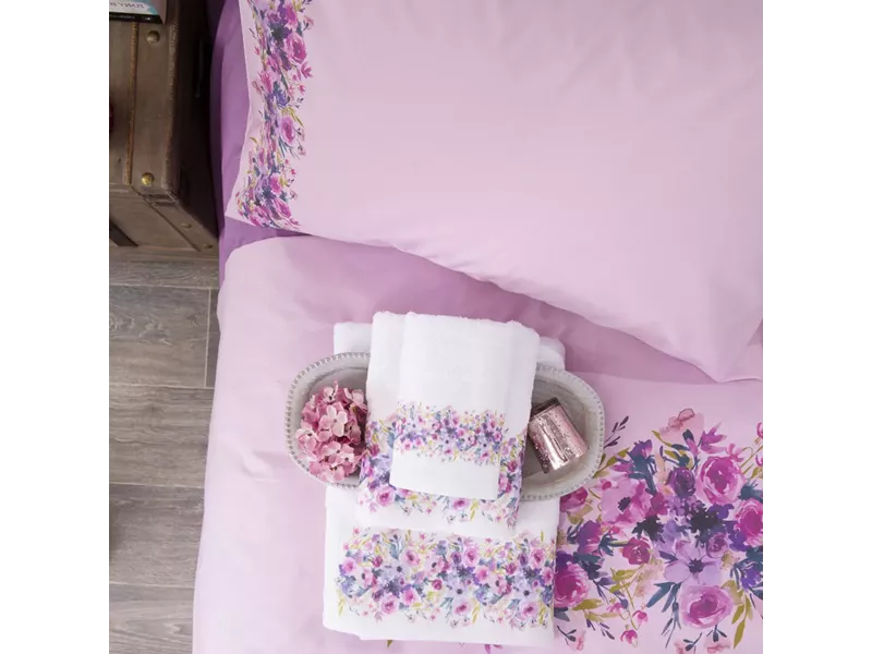 Σεντόνι Digital Print Σετ Παιώνια Υπέρδιπλο Λιλά 220 x 240 cm + (2) 50 x 70 cm